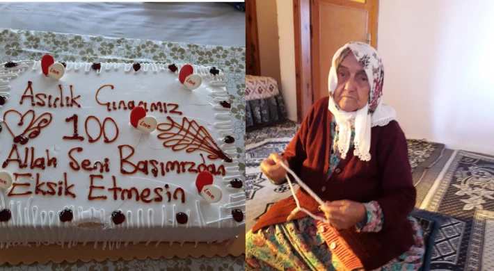 Anamur'da 100. Yaşını Dolduran Kiraz Nineye Doğum Günü Kutlaması