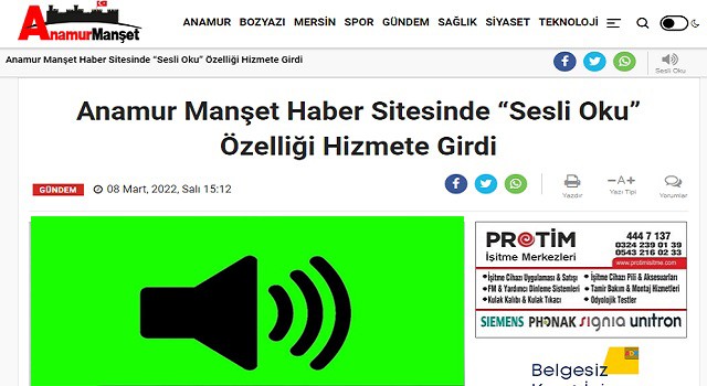 Anamur Manşet Haber Sitesinde “Sesli Oku” Özelliği Hizmete Girdi