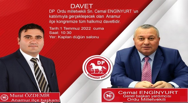 Cemal Enginyurt, DP Anamur İlçe Kongresine Katılmak Üzere Anamur’a Geliyor