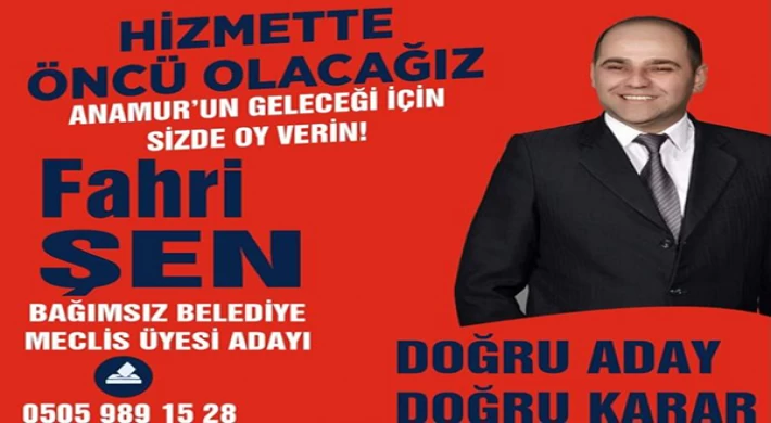 Fahri Şen Anamur Bağımsız Meclis Üyesi Adayı