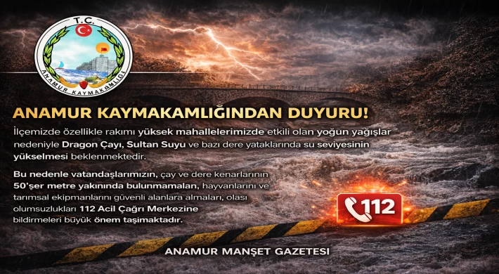 Anamur Kaymakamlığından Duyuru !