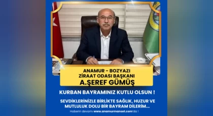 Anamur - Bozyazı Ziraat Odası Başkanı A. Şeref Gümüş'den Kurban Bayramı Mesajı