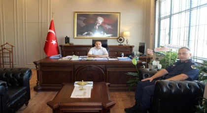 Göreve Yeni Başlayan Jandarma Komutanı Üsteğmen Hüseyin Özdoğan’dan Kaymakam Kemal Duru’ya Ziyaret