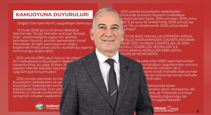 ANAMUR BELEDİYESİ’NDEN KIRSAL MAHALLE VE KIRSAL YERLEŞİK ALAN ÇALIŞMALARINA İLİŞKİN BASIN AÇIKLAMASI