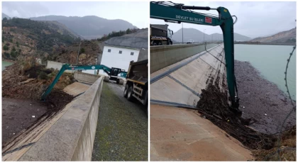 Alaköprü Barajı’nda Yoğun Yağışlar Sonrası Temizlik Çalışması