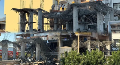 Bozyazı’da Beton Dökümü Sırasında İnşaat Çöktü!
